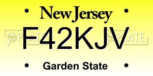 F42KJV New Jersey License Plate