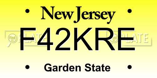 F42KRE New Jersey License Plate