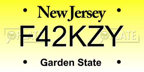 F42KZY New Jersey License Plate