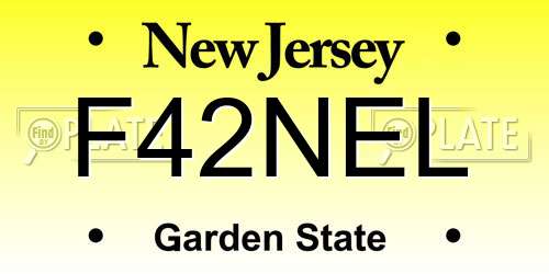 F42NEL New Jersey License Plate