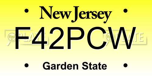 F42PCW New Jersey License Plate