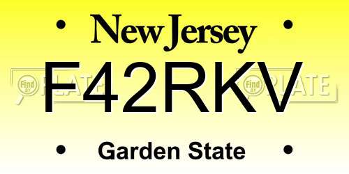 F42RKV New Jersey License Plate
