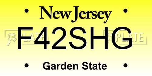 F42SHG New Jersey License Plate