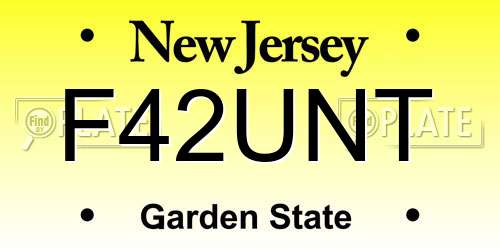 F42UNT New Jersey License Plate