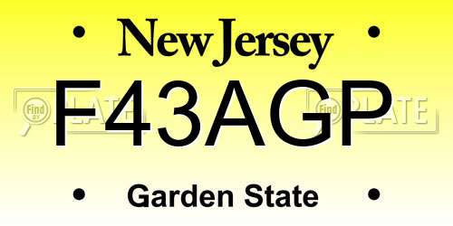 F43AGP New Jersey License Plate