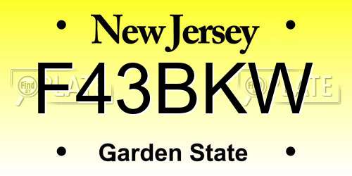 F43BKW New Jersey License Plate