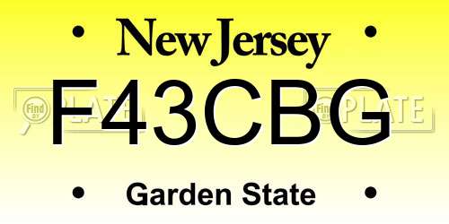 F43CBG New Jersey License Plate