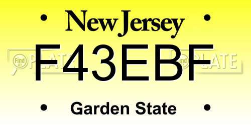 F43EBF New Jersey License Plate