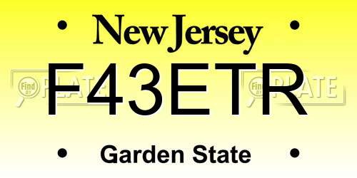 F43ETR New Jersey License Plate