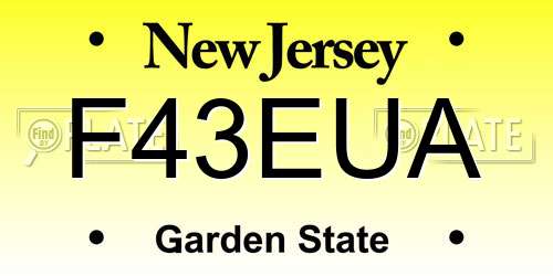 F43EUA New Jersey License Plate
