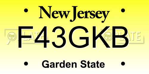 F43GKB New Jersey License Plate