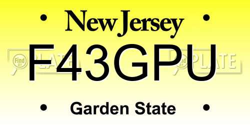 F43GPU New Jersey License Plate