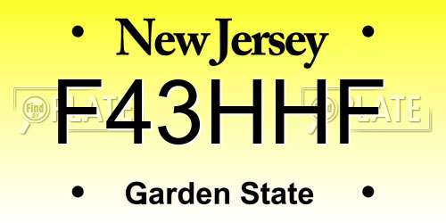 F43HHF New Jersey License Plate