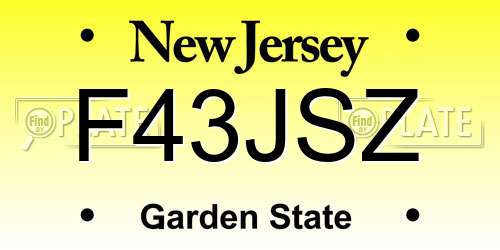 F43JSZ New Jersey License Plate