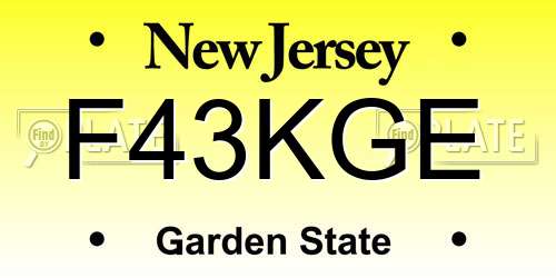 F43KGE New Jersey License Plate