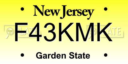 F43KMK New Jersey License Plate
