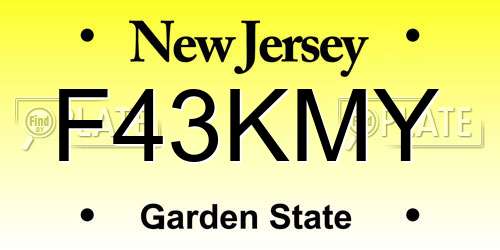F43KMY New Jersey License Plate