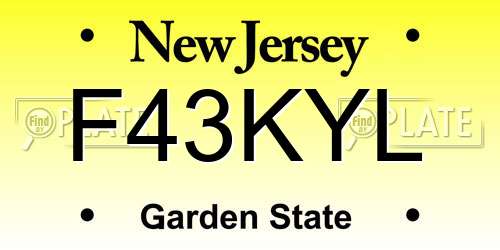 F43KYL New Jersey License Plate