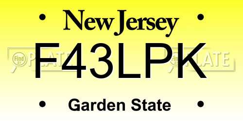 F43LPK New Jersey License Plate