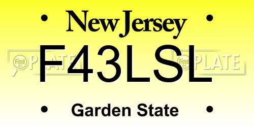 F43LSL New Jersey License Plate