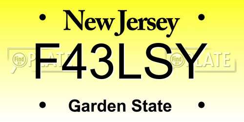 F43LSY New Jersey License Plate