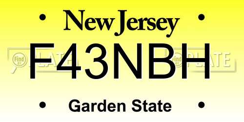 F43NBH New Jersey License Plate
