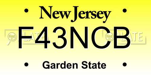 F43NCB New Jersey License Plate