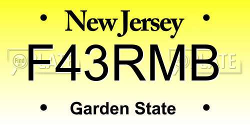 F43RMB New Jersey License Plate