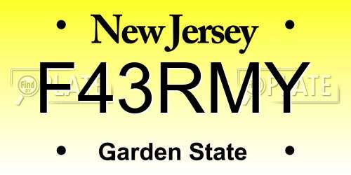 F43RMY New Jersey License Plate
