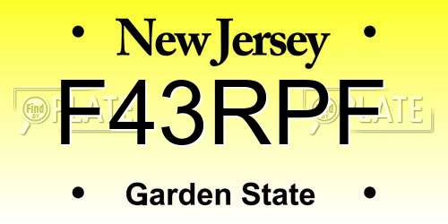 F43RPF New Jersey License Plate