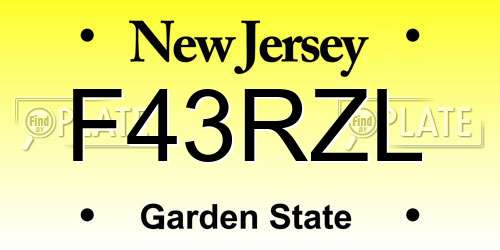 F43RZL New Jersey License Plate