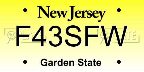 F43SFW New Jersey License Plate