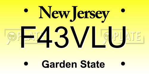F43VLU New Jersey License Plate