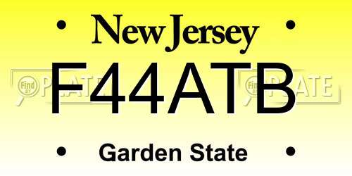 F44ATB New Jersey License Plate