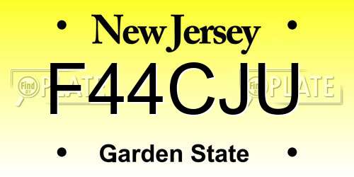 F44CJU New Jersey License Plate