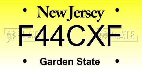 F44CXF New Jersey License Plate