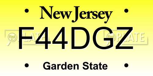 F44DGZ New Jersey License Plate