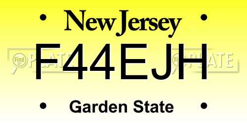 F44EJH New Jersey License Plate