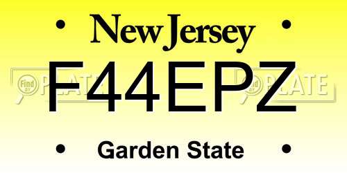 F44EPZ New Jersey License Plate