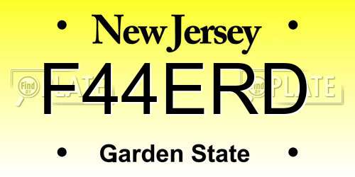 F44ERD New Jersey License Plate