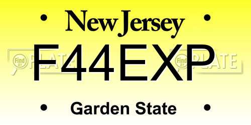 F44EXP New Jersey License Plate