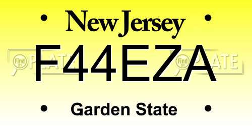 F44EZA New Jersey License Plate