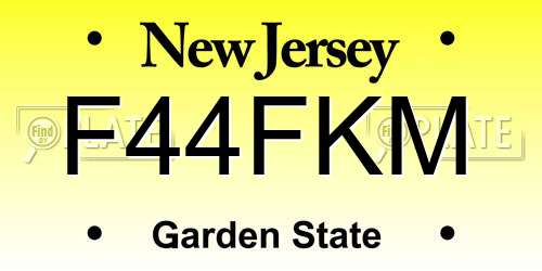 F44FKM New Jersey License Plate