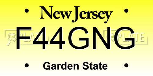 F44GNG New Jersey License Plate