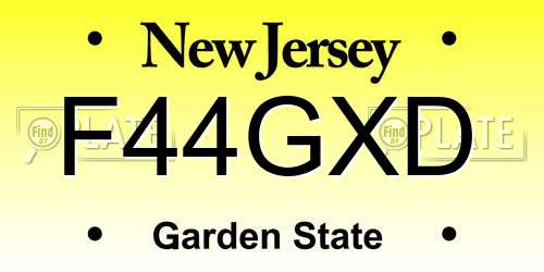 F44GXD New Jersey License Plate