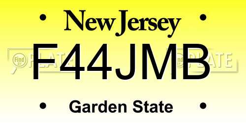 F44JMB New Jersey License Plate
