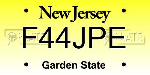 F44JPE New Jersey License Plate