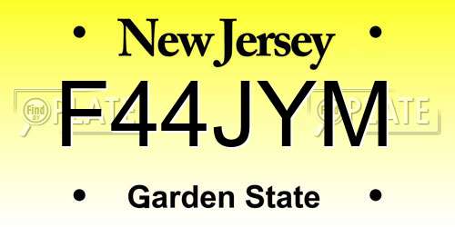 F44JYM New Jersey License Plate