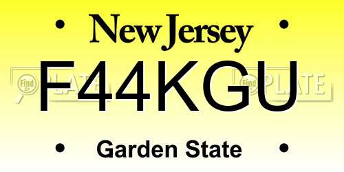 F44KGU New Jersey License Plate