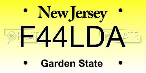 F44LDA New Jersey License Plate